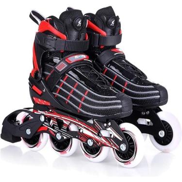 Imagem de Patins em linha confortáveis ​​para adultos, patins em linha para iniciantes, botas de patins profissionais, adequados para ambientes internos e externos, A, 9 UK/44 EU