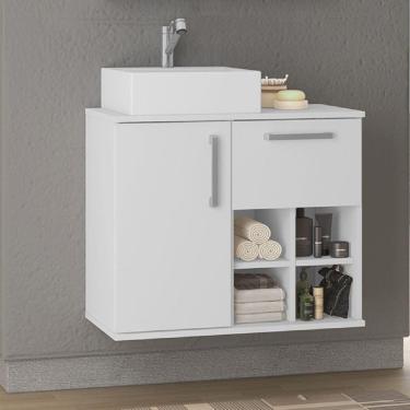 Imagem de Gabinete para Banheiro 1 Porta 1 Gaveta Bia Móveis Bosi Branco