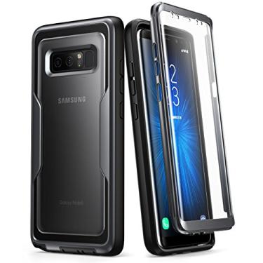 Imagem de i-Blason Capa para Galaxy Note 8, série Magma, capa traseira transparente protetora de tela integrada com coldre e clipe de cinto resistente (preto)