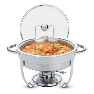 Imagem de Rechaud Tramontina Redondo Em Aço Inox Banho Maria Com Suporte Para Tampa E Fogareiro 4,3 L