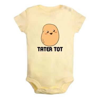 Imagem de iDzn Tater Tot Batata Macacões engraçados para recém-nascidos macacões infantis roupas de algodão infantil gráfico de uma peça, Amarelo, 18-24 Months