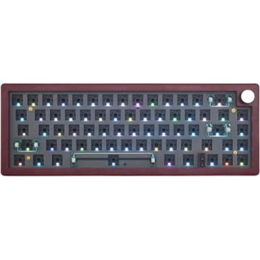 Imagem de Cmokifuly GMK67 Kit de Teclado Mecânico 65% Tri-Mode South-Facing RGB LED Gaming Keyboard para Comutadores de 3/5 pinos, 66 Teclas + 1 Botão Hot Swap Soquete PCB Placa de Junta Kit de Teclado DIY (Vermelho)