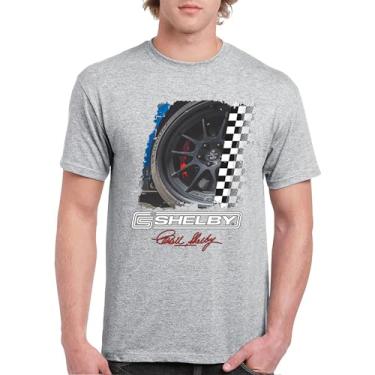 Imagem de Camiseta masculina Shelby Wheel American Classic Muscle Car Racing Mustang Cobra GT500 Performance Powered by Ford, Cinza, 5G