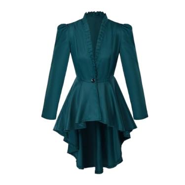 Imagem de Saniplaycos Women's Steampunk Victorian Jacket Coat Medieval Vintage Gothic Tailcoat Long Sleeve Tuxedo Shirt (Green, XL)