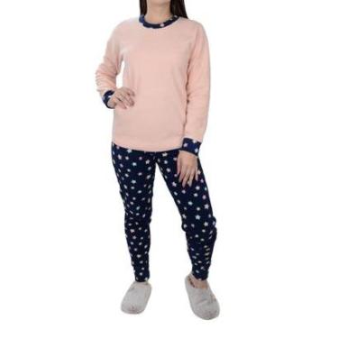 Imagem de Pijama Feminino Lezi Soft Salmão Marinho - 300790-Feminino