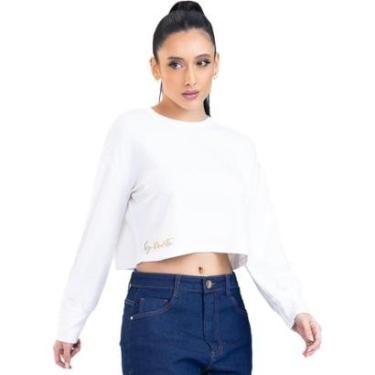 Imagem de Moletom Onça Preta Cropped PR23 Off White Feminino-Feminino
