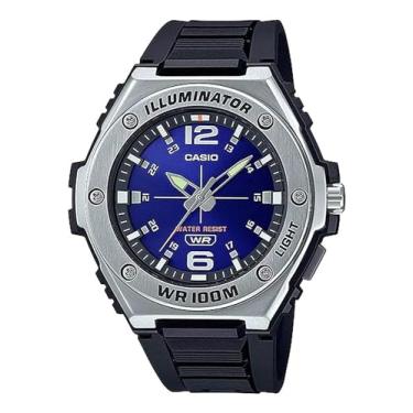 Imagem de Casio Relógio masculino mwa-100h-2avdf pulseira de resina analógica azul, azul, pulseira, azul, pulseira azul, TF2 - preto preto e asteca tribal cósmico, alça
