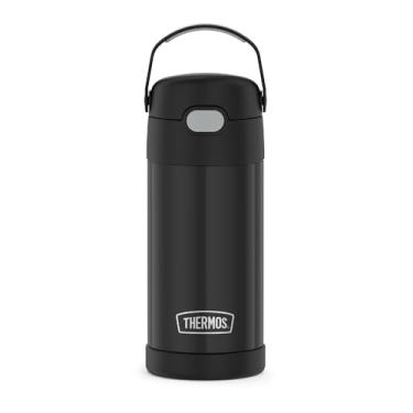 Imagem de Garrafa infantil THERMOS FunTAINER de aço inoxidável com canudo, 350 ml, Preto