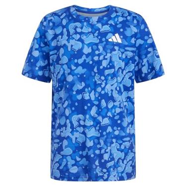 Imagem de adidas Camiseta de manga curta com estampa camuflada de algodão para meninos, Estampa azul real, P
