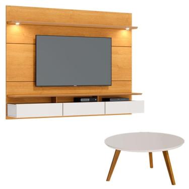 Imagem de Painel Suspenso Decore 2.2 com mesa de centro Classic Redonda Nature Off White - Imcal