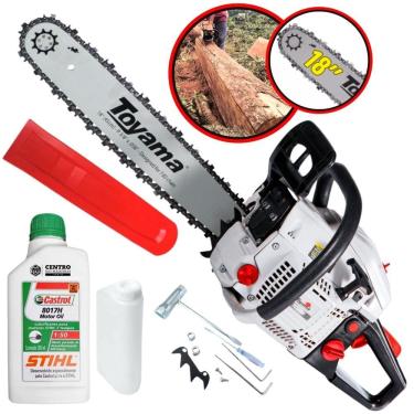 Imagem de Moto Serra Motosserra Á Gasolina Toyama TCS58H 2T 55cc 3,2HP Leve e de Alto Desempenho + ÓLEO STIHL 2T Motor Serra Ideal Para Carpintaria Profissional