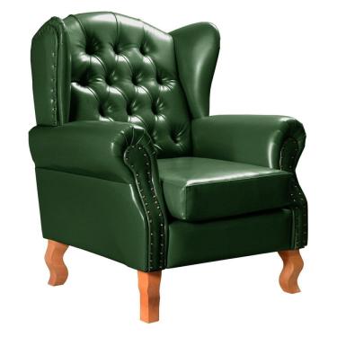 Imagem de Poltrona e Puff Chesterfield Imperador Decoração Retrô Vintage Verde
