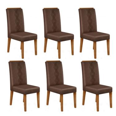 Imagem de Conjunto com 06 Cadeiras Yasmin Freijó Veludo Moca DJ Móveis