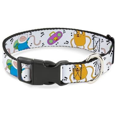Imagem de Coleira de cachorro Cartoon Network com fivela de plástico, liberação rápida, fácil de ajustar, Adventure Time Finn e Jake Long Arms Dancing, 28 a 40 cm de largura