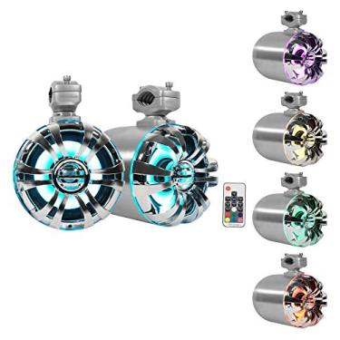 Imagem de Rockville Alto-falantes WB65KLED 600W 16.5 cm Marine Wakeboard Tower, 4 Ohm, luzes LED embutidas, rotação de 360 graus, à prova d'água para barcos, jipes, quadriciclos
