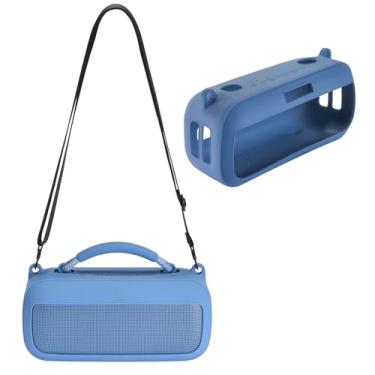 Imagem de HUAYUWA Capa de silicone para alto-falante compatível com Bose SoundLink Max, capa protetora para alto-falante Bluetooth sem fio portátil com alça de ombro (azul tipo 2)
