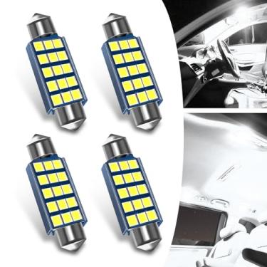 Imagem de awlbed 4 peças 42 mm 2835 LED luzes de cúpula interior de carro, luz traseira à prova d'água IP68, luz de leitura de veículo de ponta dupla, luz de placa de licença automotiva universal para caminhão
