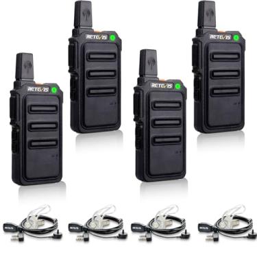 Imagem de Retevis RT19 Walkie Talkie Fone de ouvido com microfone, rádios bidirecionais Walkie Talkies de longo alcance, 1300 mAh, VOX viva-voz, mini, pequeno, compacto rádio bidirecional para adultos, família,