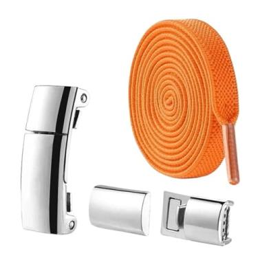 Imagem de Lock Shoelaces Without Ties Flat Elastic Laces Sneakers Boots No Tie Shoelace Rubber Bands For Shoes Accessories(Orange)