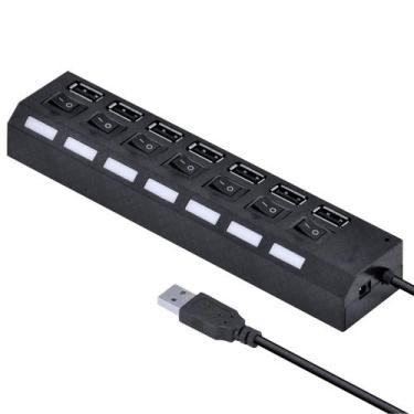 Imagem de Usb Hub 7 Portas Cabos Régua Multi Entradas Caixinha De Som - RELET