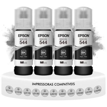 Imagem de Kit Tinta T544 Preta 4 Refis Originais Epson L1110 L1250 L3110 L3150 L