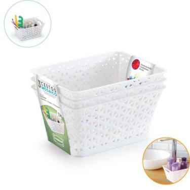 Imagem de Kit 3 Cestos Organizador Armário Gaveta Cozinha Lavanderia - Dasplast,
