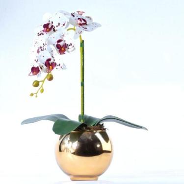 Imagem de Arranjo de Orquídea Artificial Tigre em Vaso Dourado Betina - Vila das