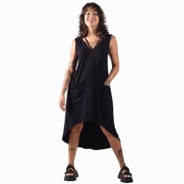 Imagem de Vestido Mullet Liso Com Bolsos Casual Moda Feminina - Deliriyou, P, Pr
