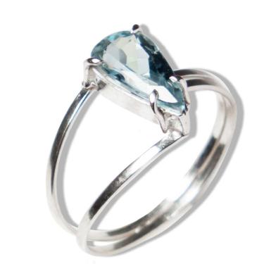 Imagem de Anel Nlux Topázio Azul Gota Facetada Ajustável Prata 950