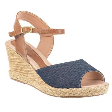 Imagem de Anabela Tamanco Jeans Marinho Varios Tamanhos 34 ao 39 Alto - Cassi, M