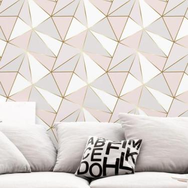 Imagem de Papel De Parede Adesivo Geométrico Decor Fio Gold Auto Colante Sala Qu