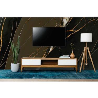 Imagem de Papel de Parede Painel 3D Mármore Cinza Fio Ouro 3,5M Revestimento Ped