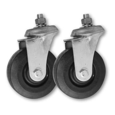 Imagem de Kit 2 Rodízios 414 Borracha c pfuso Giratório s Trava p 80Kg - Schiopp