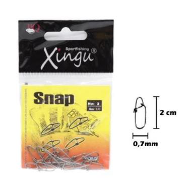 Imagem de Kit 10 Snap Pesca Xingu N-3 Aço Inox Suporta Até 26kg