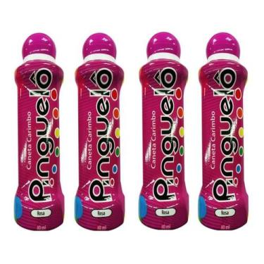 Imagem de Caneta Bolinha Pinguelô 80ml Kit Com 4 - Cor Rosa