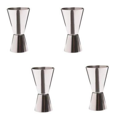 Imagem de Kit 4 Copo Dosador Duplo Inox 25/50Ml Bebida Drinks Coquetel - Nls, 90