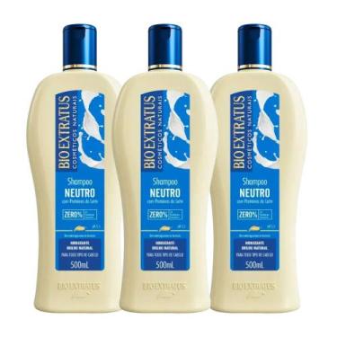 Imagem de Kit 3 Shampoo Brilho Natural Neutro 500 ml Bio Extratus - BIOEXTRATUS