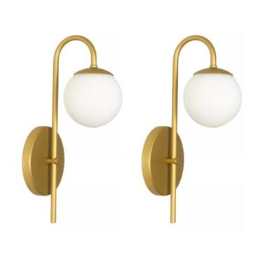 Imagem de Kit 2 Arandelas Jabuticaba Globo Moderna Sala Lavabo Dourada