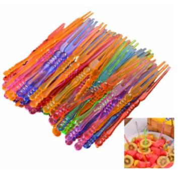Imagem de Kit 100 Garfos Descartáveis Transparentes Coloridos para Festas - Arts