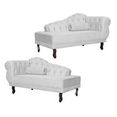 Imagem de Kit 02 Recamier Divã Larissa Suede - Ds Estofados, Branco