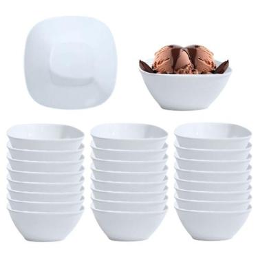 Imagem de Jogo 24 Tigela Cumbuca Bowl Quadrado em Melamina 550ml Caldos Sopa Aça