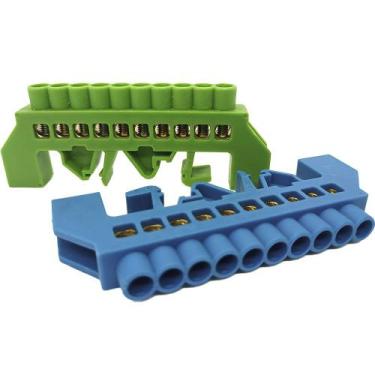 Imagem de Kit Barramentos com 1 Neutro e 1 Terra para Trilhos Din ou Fixo 10 Fur