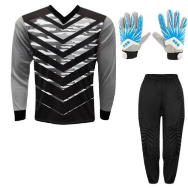 Imagem de Kit Goleiro Infantil Camisa Roma + Calça TRB + Luva DRB - Kanga Sport,