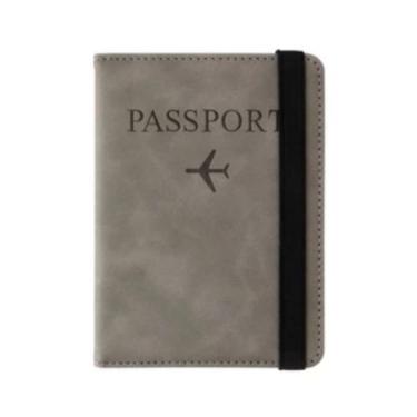 Imagem de Porta passaporte em PU com elástico  - PLATINA , Cinza claro