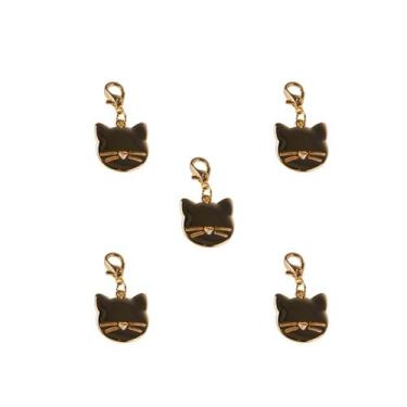 Imagem de Kit com 5 Plaquinhas Banhada Semi Joia Veniz de Gatinho - Le Blu Acess
