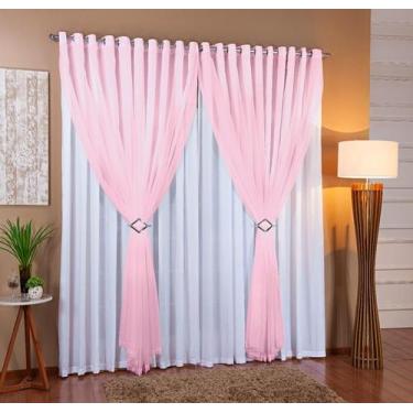 Imagem de Cortina Voil Com Forro Microfibra Sala E Quarto 4,00 x 2,30 - Várias C