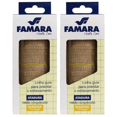 Imagem de Atadura Elástica Média Compressão 10Cm X 1,30M Bege 2un - Famara