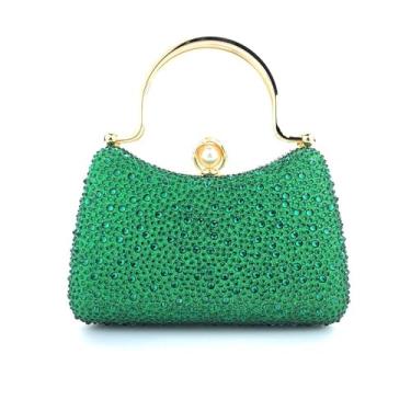 Imagem de zebrum Bolsa de mão feminina para noite, bolsa de mão para noite, bolsa clutch para festa de casamento, Totalmente strass - verde, Medium