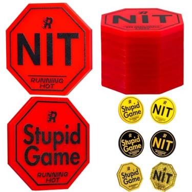 Imagem de RUNNING HOT Conjunto de 10 peças de botões Nit para Texas Hold'em & Omaha Conjunto de fichas de pôquer para o jogo de stand-up Stupid Game Poker Accessories Texas Holdem Conjunto de pôquer (vermelho