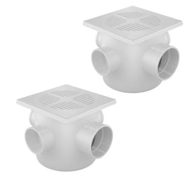 Imagem de Caixa Sifonada 3 Entradas 100x100x50mm Esgoto Predial 2und - FORTLEV